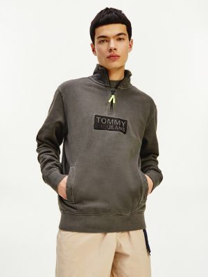 Tonal Logo Mock Turtleneck Sweatshirt Black Tommy Hilfiger