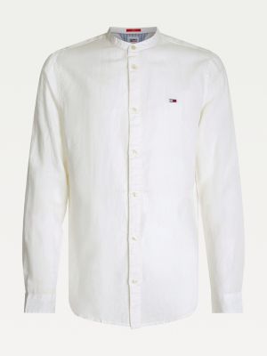 Mandarin Collar Cotton Linen Shirt 