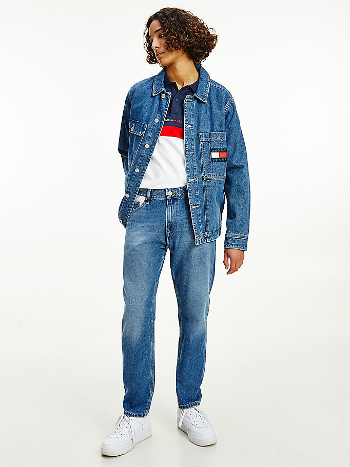 denim dad straight colour-blocked jeans for men tommy jeans