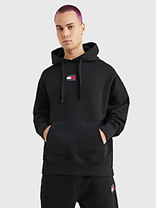 black tommy badge hoody for men tommy jeans