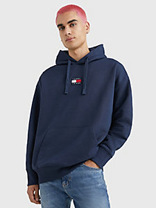 blue tommy badge hoody for men tommy jeans