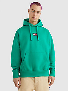 green tommy badge hoody for men tommy jeans
