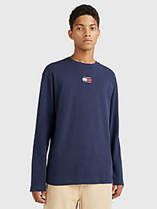 blue badge long sleeve classic fit t-shirt for men tommy jeans