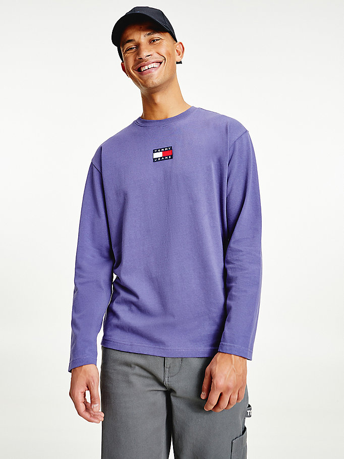 blue tommy badge long sleeve t-shirt for men tommy jeans
