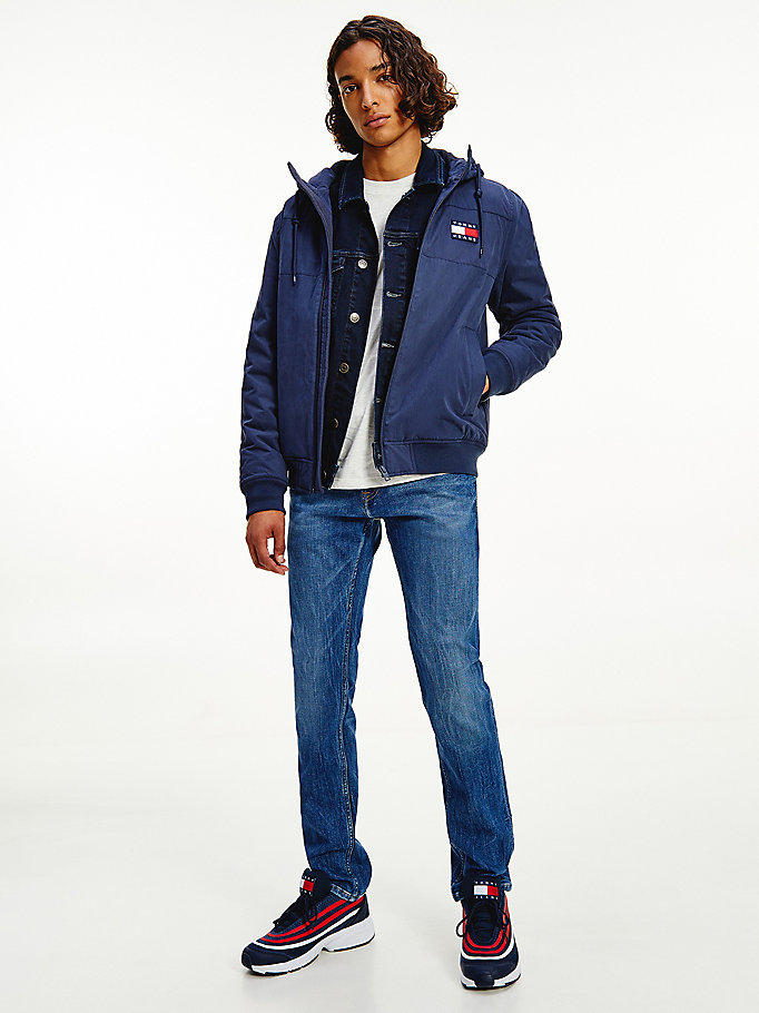 giacca in shell con distintivo tommy blu da uomo tommy jeans