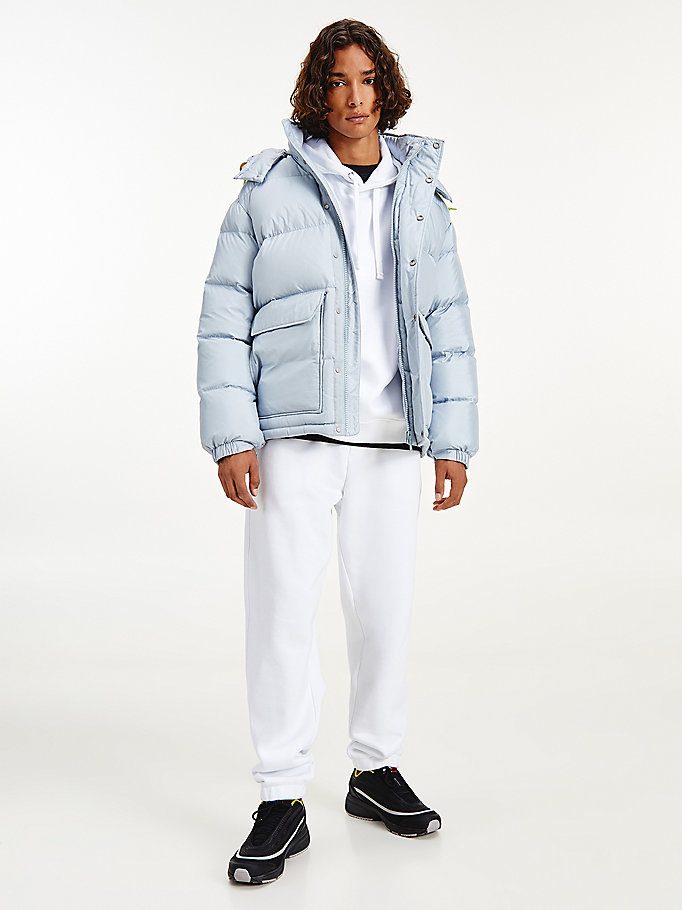 blue down puffer jacket for men tommy jeans