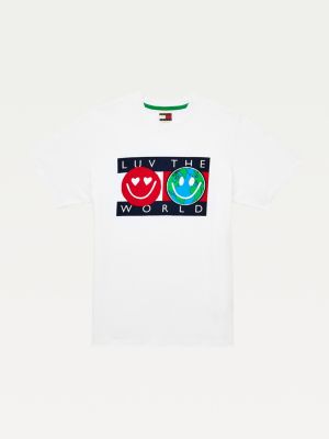 Luv The World Logo T Shirt White Tommy Hilfiger