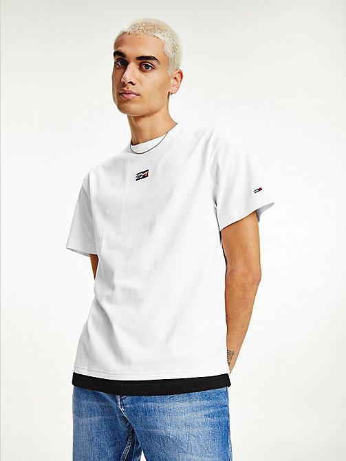 wit graphic t-shirt met signature-logo voor heren - tommy jeans