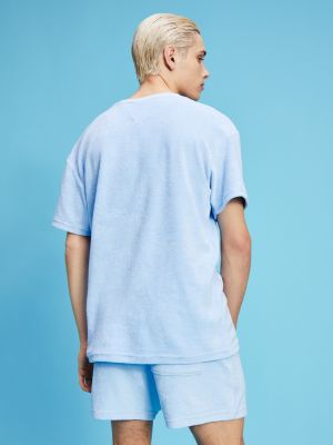 Pastel Frottee T Shirt Aus Bio Baumwollmix Blau Tommy Hilfiger