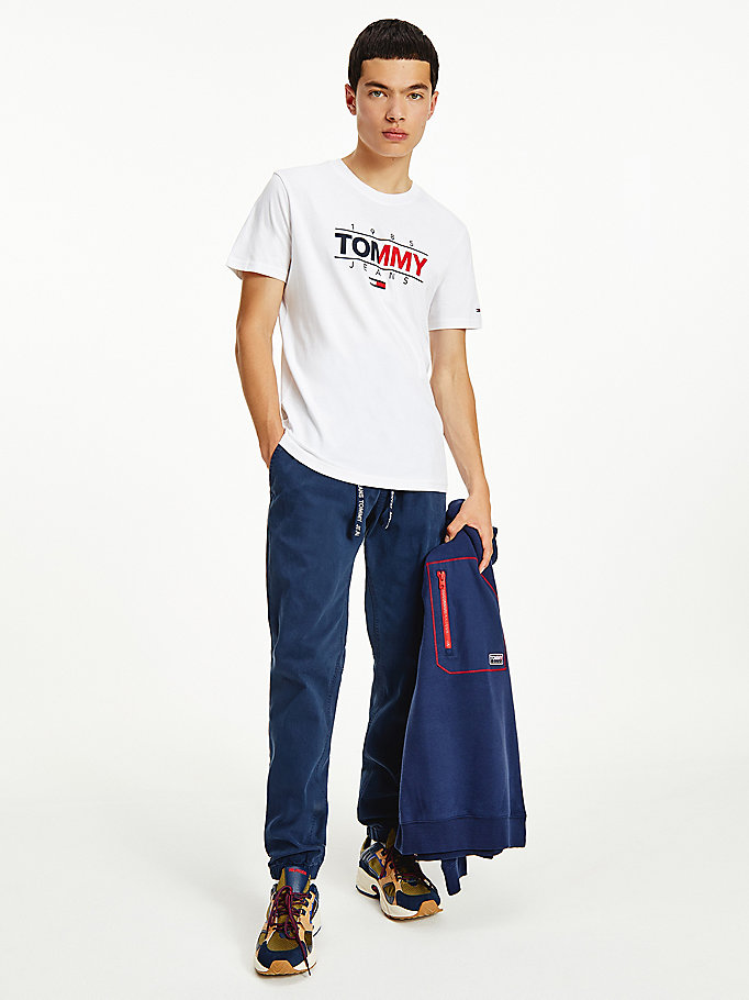 white essential graphic t-shirt for men tommy jeans