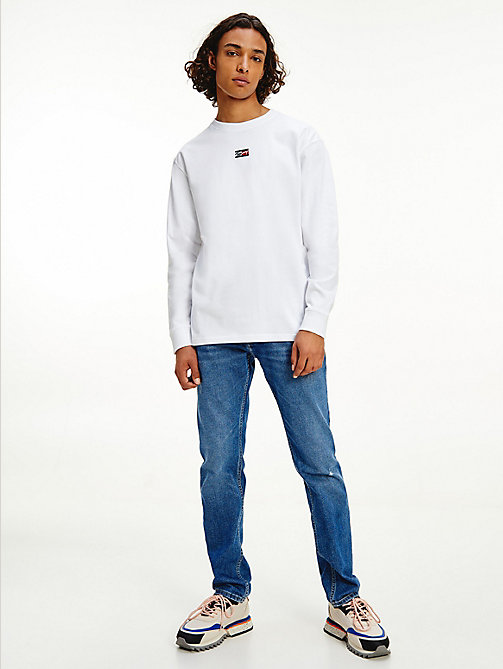 white signature long sleeve t-shirt for men tommy jeans
