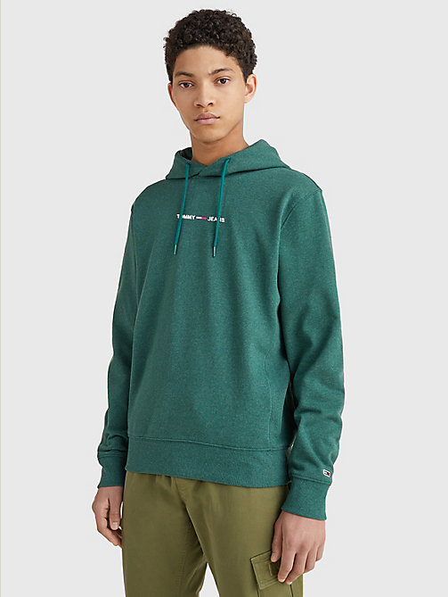 green essential logo hoody for men tommy jeans