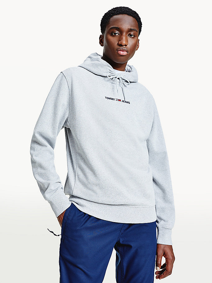 grau essential hoodie mit logo für herren - tommy jeans