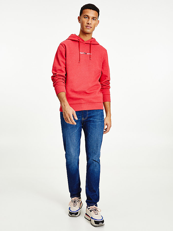 red essential logo hoody for men tommy jeans