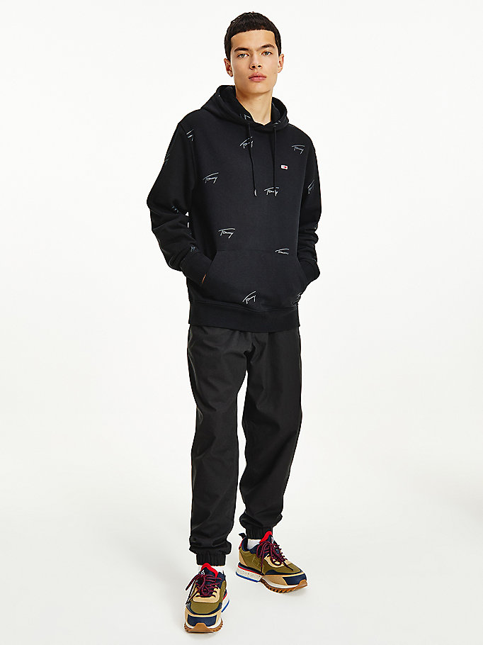 black signature logo hoody for men tommy jeans