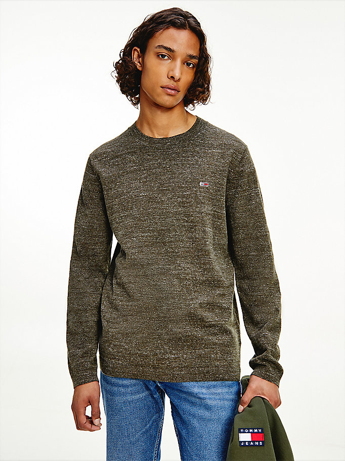 green grindle organic cotton jumper for men tommy jeans
