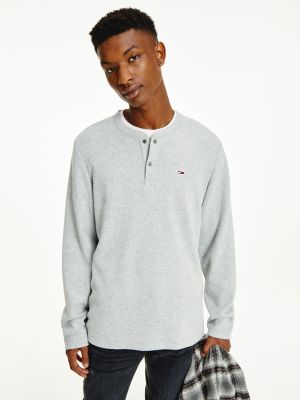 Longsleeve met Henley-hals | GRIJS | Tommy Hilfiger