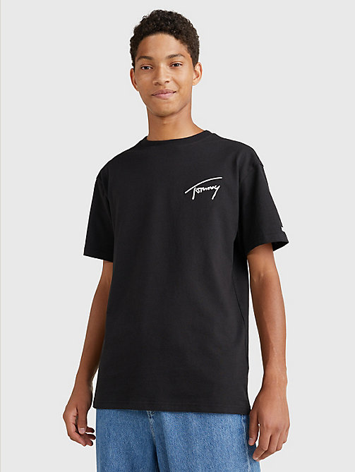 t-shirt signature classic fit nero da uomo tommy jeans