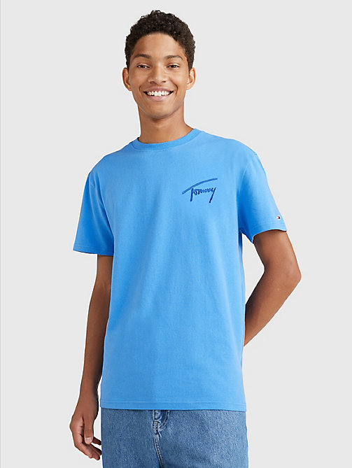 blue signature embroidery t-shirt for men tommy jeans