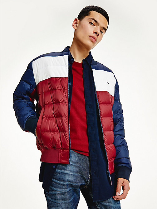 blue recycled light down jacket for men tommy jeans