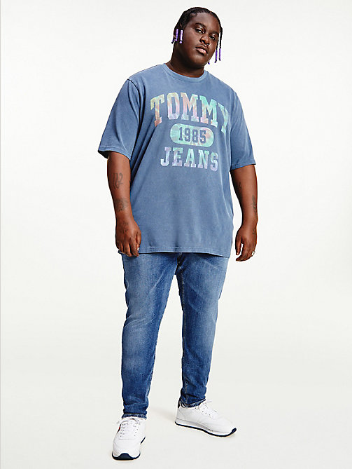 blue plus tie-dye logo t-shirt for men tommy jeans