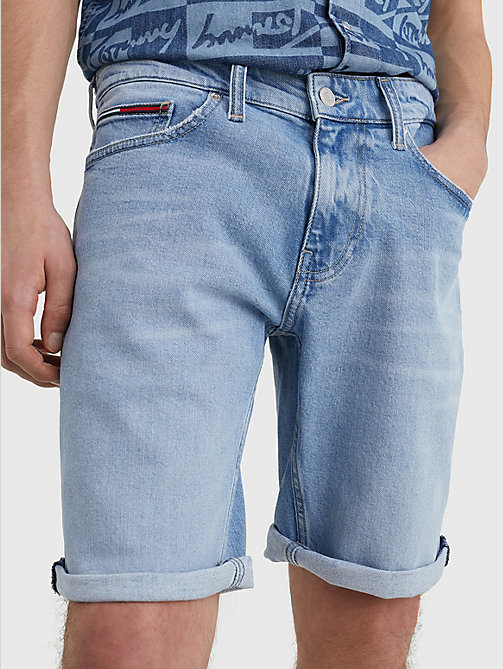 short slim scanton délavé denim pour hommes tommy jeans