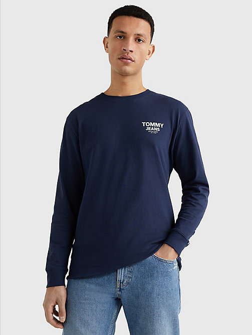blue logo tape long sleeve t-shirt for men tommy jeans