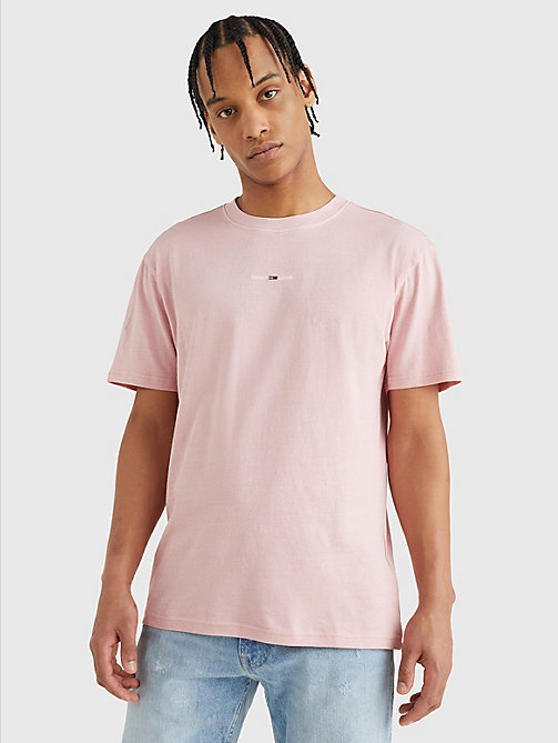 pink logo pigment dyed t-shirt for men tommy jeans