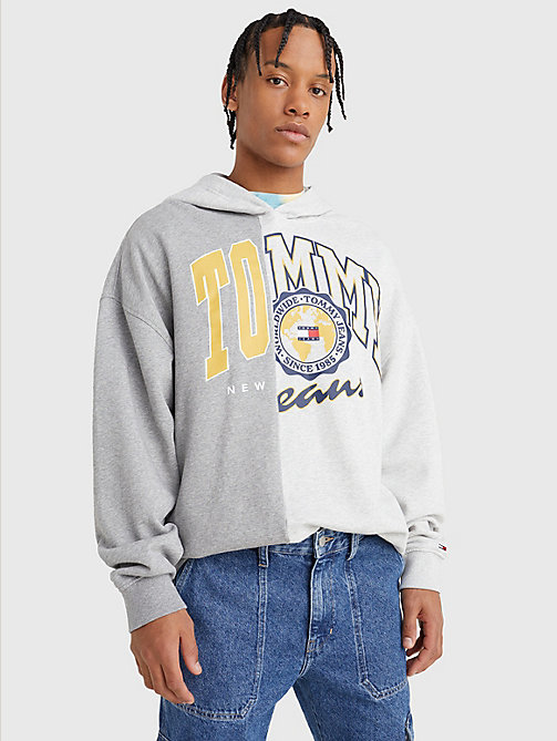 grey archive organic cotton logo hoody for men tommy jeans
