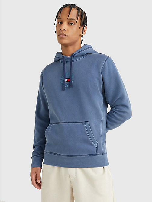 blue tonal circle logo fleece hoody for men tommy jeans