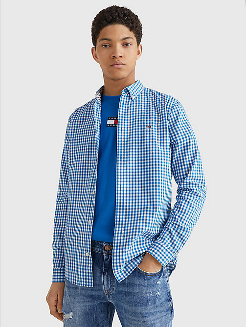 blue essential gingham check shirt for men tommy jeans