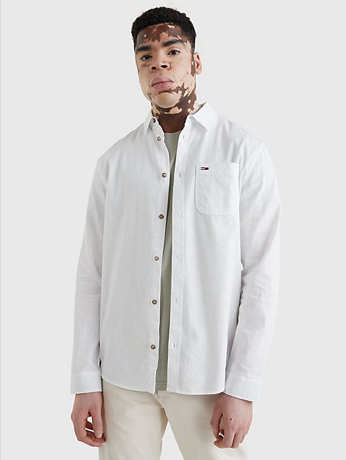 white stitch detailing shirt for men tommy jeans