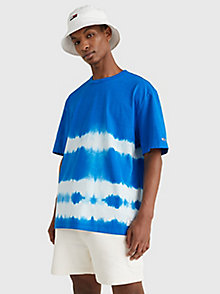 blue tie-dye stripe organic cotton t-shirt for men tommy jeans