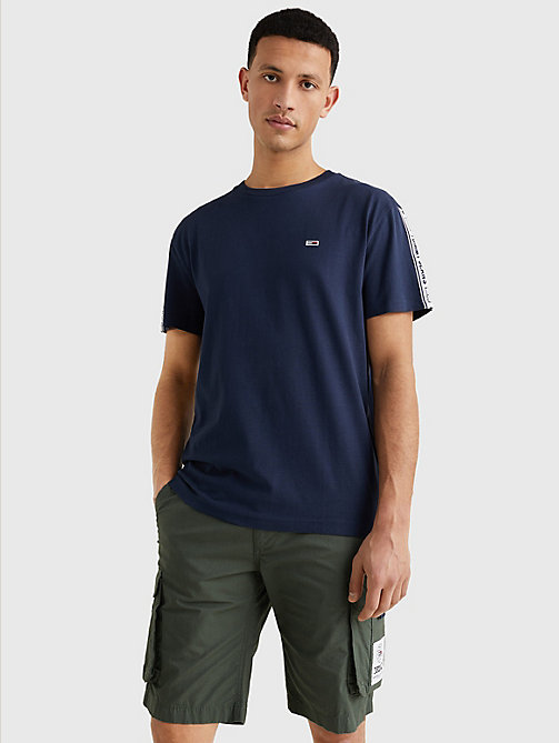 blue logo tape t-shirt for men tommy jeans