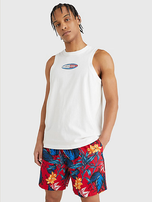white logo graphic relaxed fit sleeveless vest for men tommy jeans