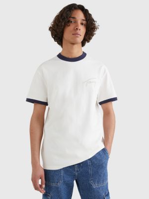Signature Embroidery Ringer TShirt WHITE Tommy Hilfiger