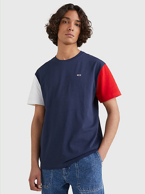 camiseta classics con mangas a contraste azul de mujer tommy jeans