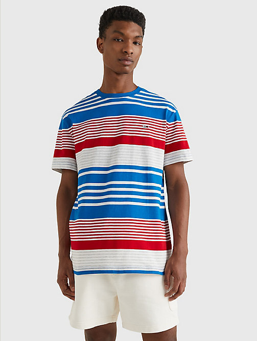 blue summer stripe organic cotton t-shirt for men tommy jeans