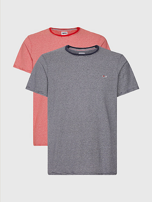 multi 2-pack stripe organic cotton t-shirt for men tommy jeans