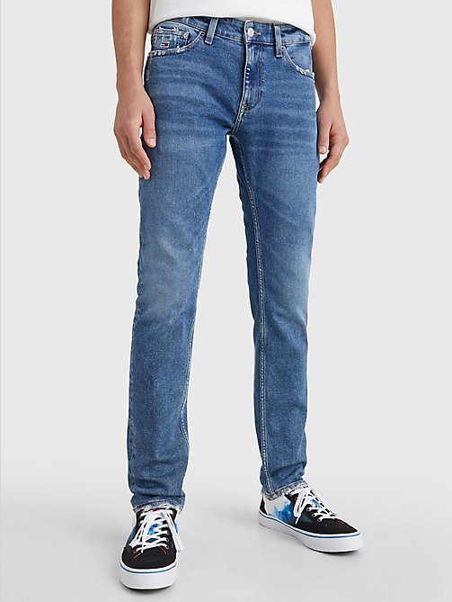 denim scanton slim fit jeans met distressed zomen voor men - tommy jeans