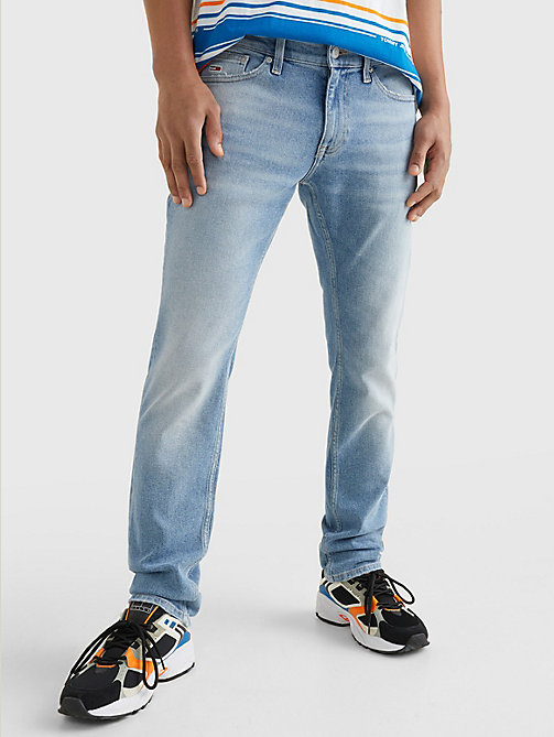 denim wąskie jeansy scanton z efektem wyblaknięcia dla mężczyźni - tommy jeans