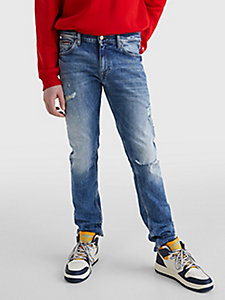 denim scanton slim jeans met gedragen look voor heren - tommy jeans