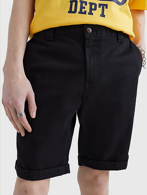 schwarz scanton slim fit chino-shorts für herren - tommy jeans