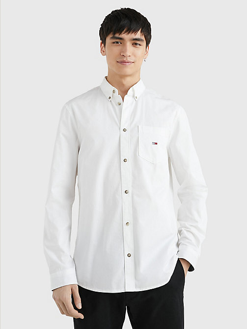 white essential flag patch organic cotton shirt for men tommy jeans