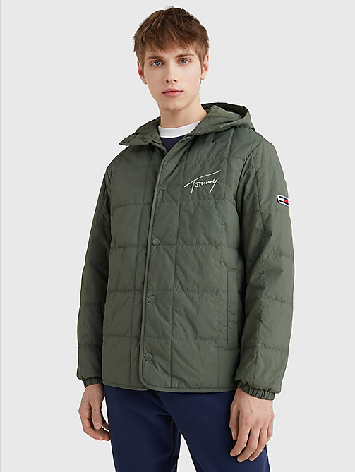 green lightweight quilted jacket for men tommy jeans