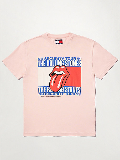 t-shirt rolling stones tommy revisited rose pour unisex tommy jeans
