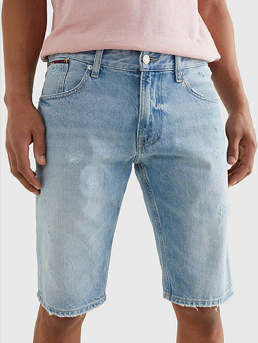 short en denim à effet délavé et usé denim pour men tommy jeans