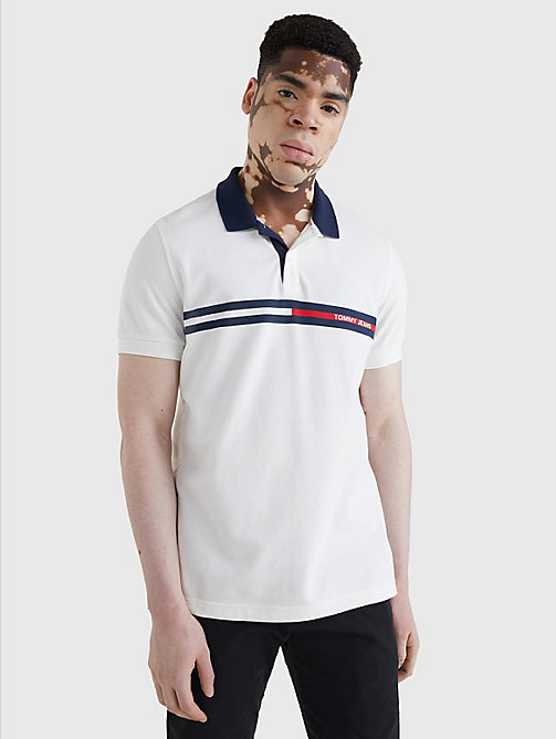 white regular fit polo for men tommy jeans