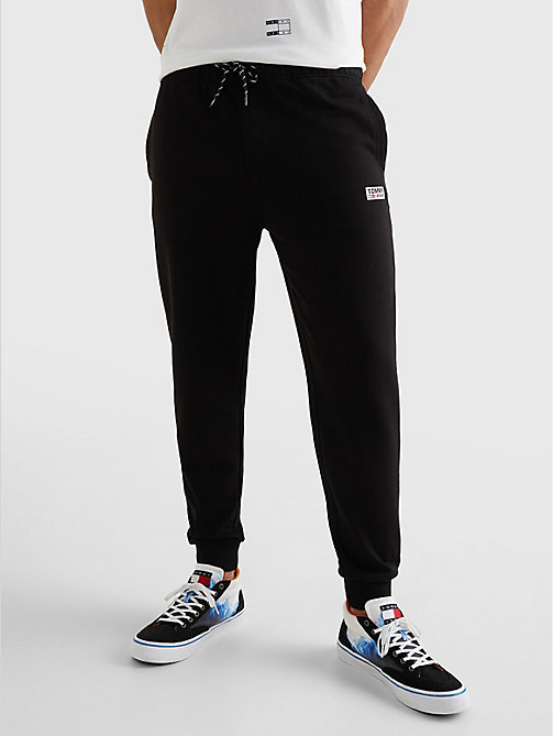 schwarz jogginghose mit logo-applikation für herren - tommy jeans