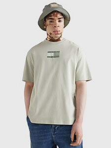 grijs t-shirt met ton-sur-ton logo op de rug voor heren - tommy jeans